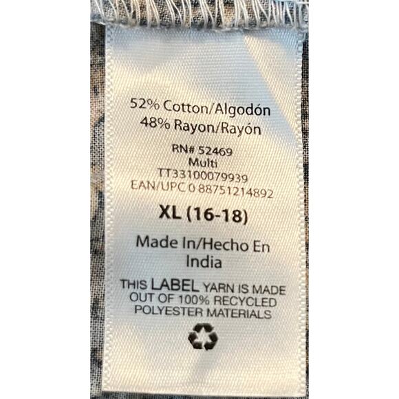 TIME & TRU LONG SLEEVE PEASANT BLOUSE, WOMENS, XL(16-18), BLUE TAN WHITE PAISLEY - Picture 8 of 10